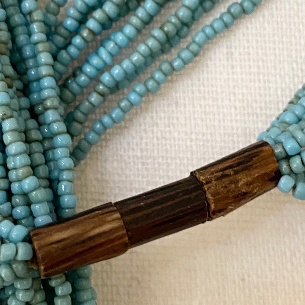 Turquoise Seed Bead Scarf Native Necklace - Picture 4 of 13